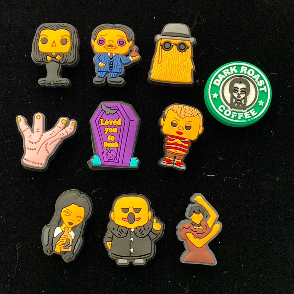 10pc Addams Family Croc Charms